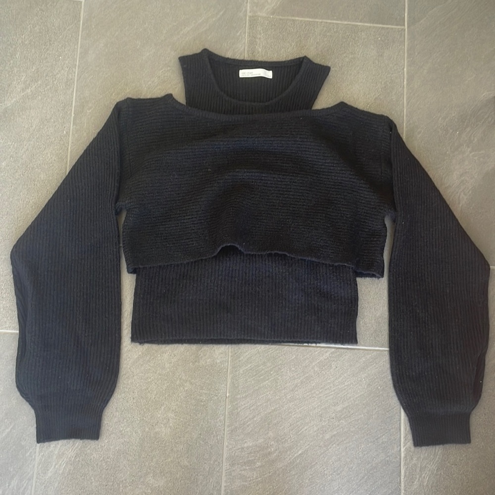 Oak and fort two-piece set black sweater tank Medium
